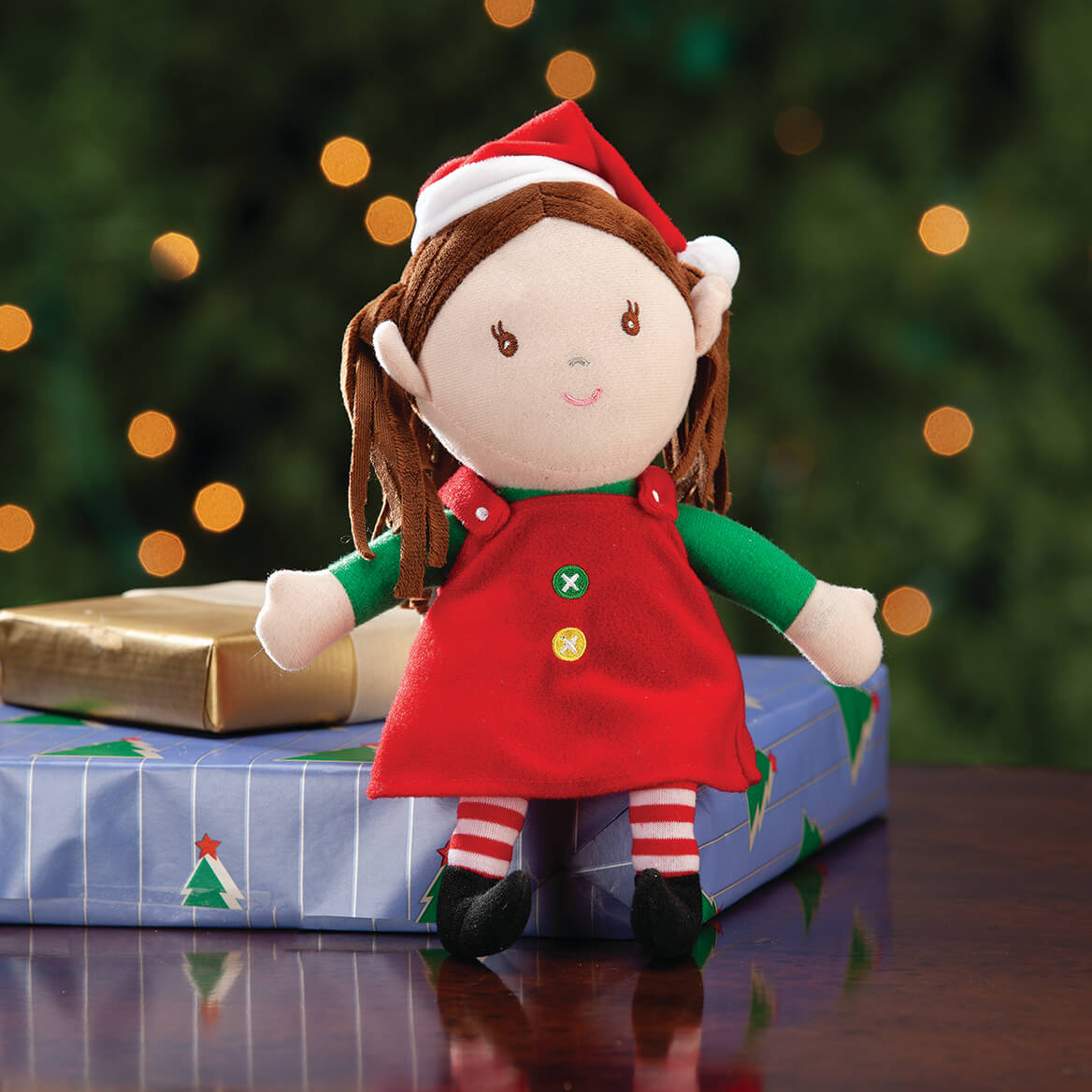 4" x 2" x 8" Brushed Tricot Elf Doll Q8209
