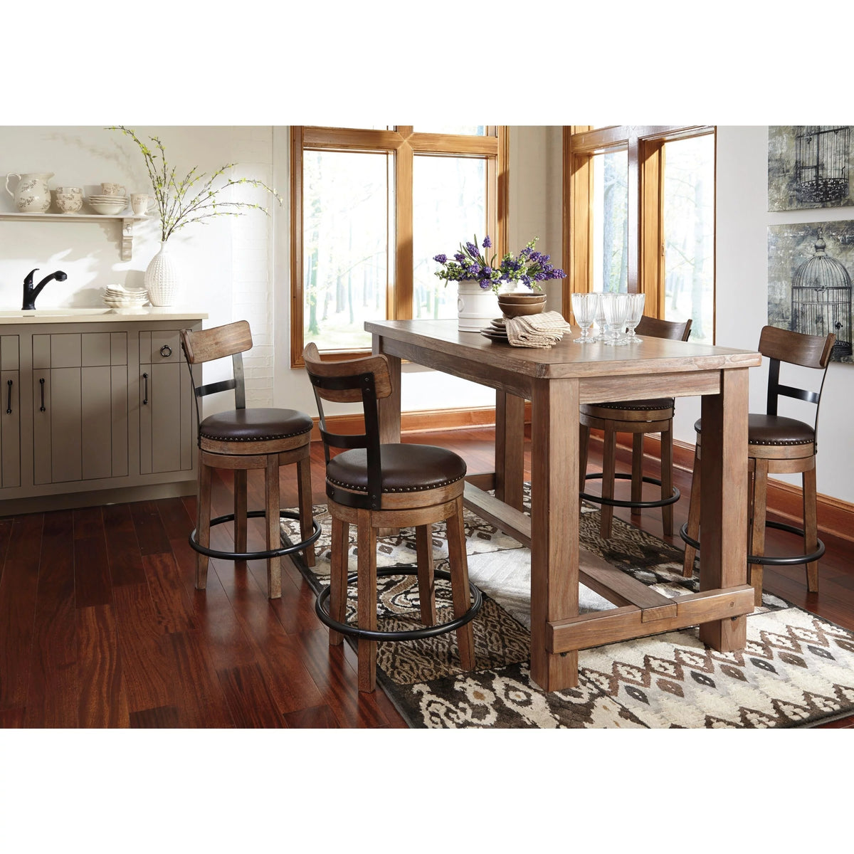 Light Brown Swivel Counter Height Bar Stool H58856