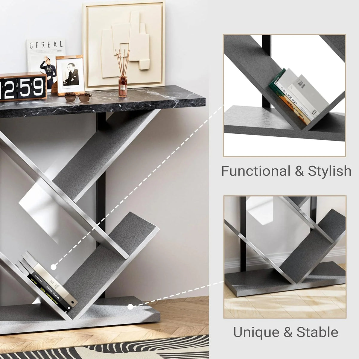Black Marble Console Table with Storage M717481