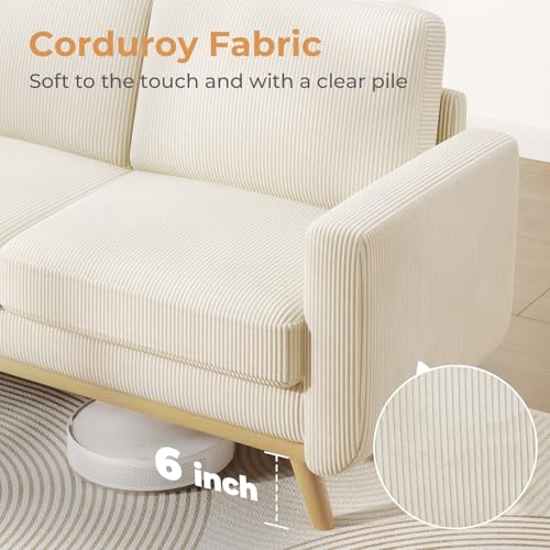 Beige Corduroy Loveseat Sofa M2979