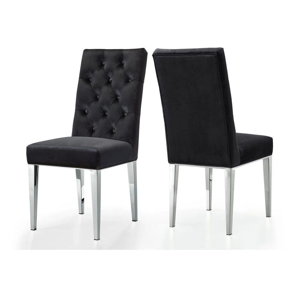 Black Velvet Dining Chair Set of 2 O2512
