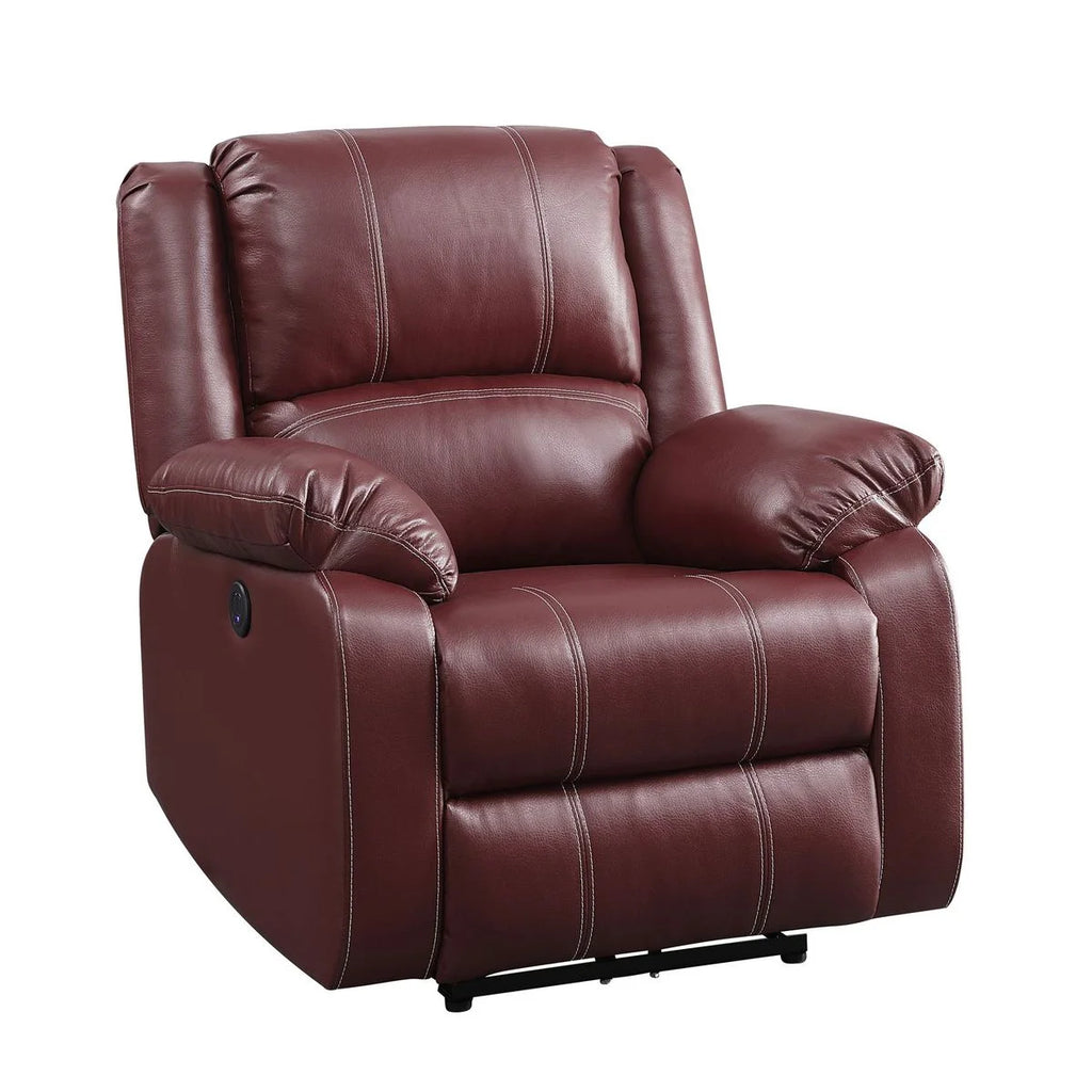 Red Pu Power Recliner W7539