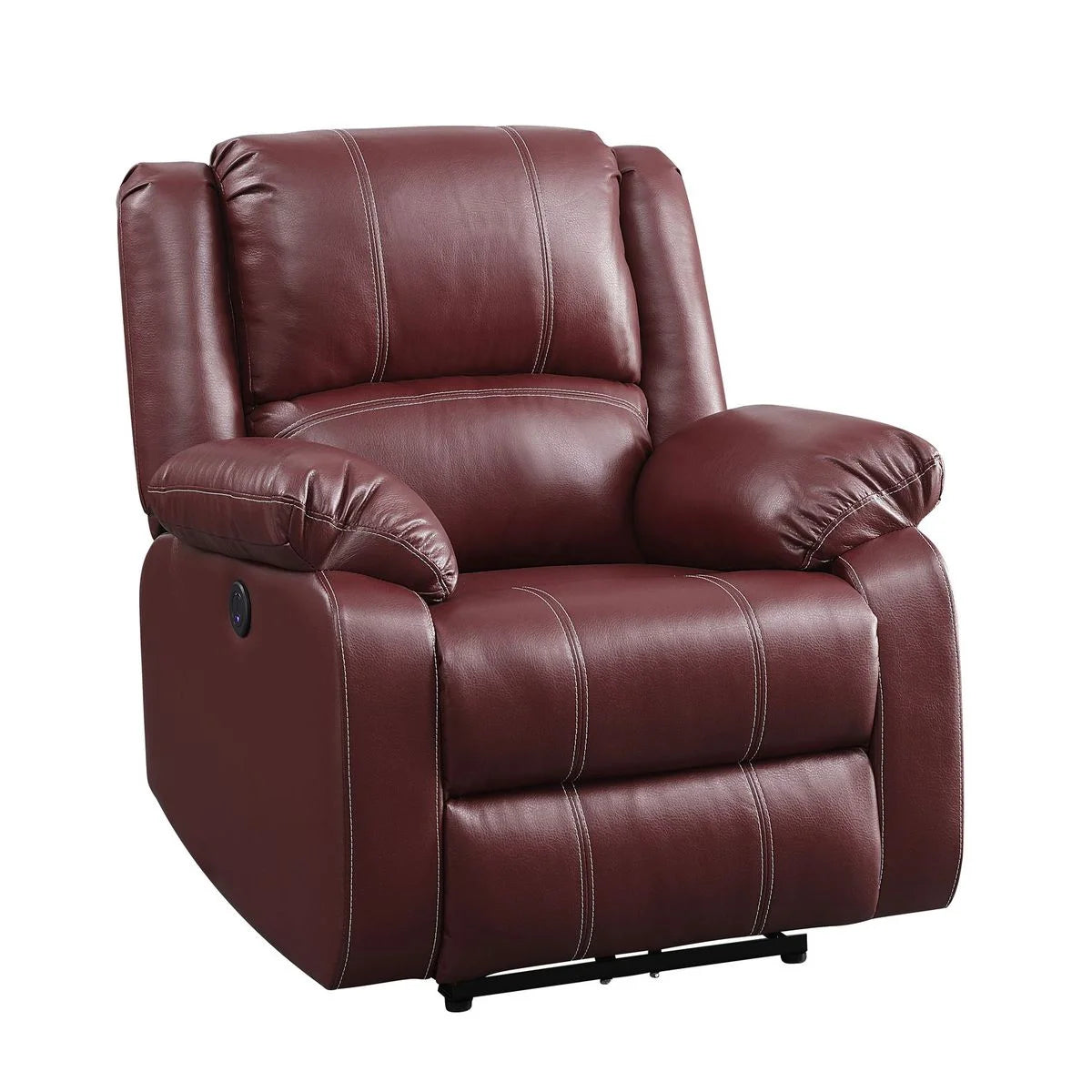 Red Pu Power Recliner W7539