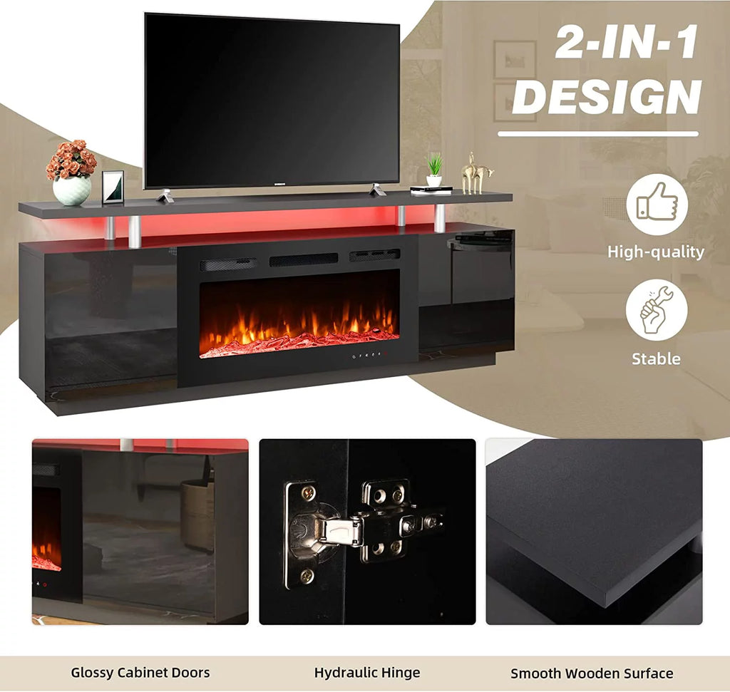 White Fireplace TV Stand with 40'' Electric Fireplace J6107