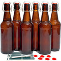 Swing Top Glass Bottles Set of 6, 16oz Clear with Caps T594