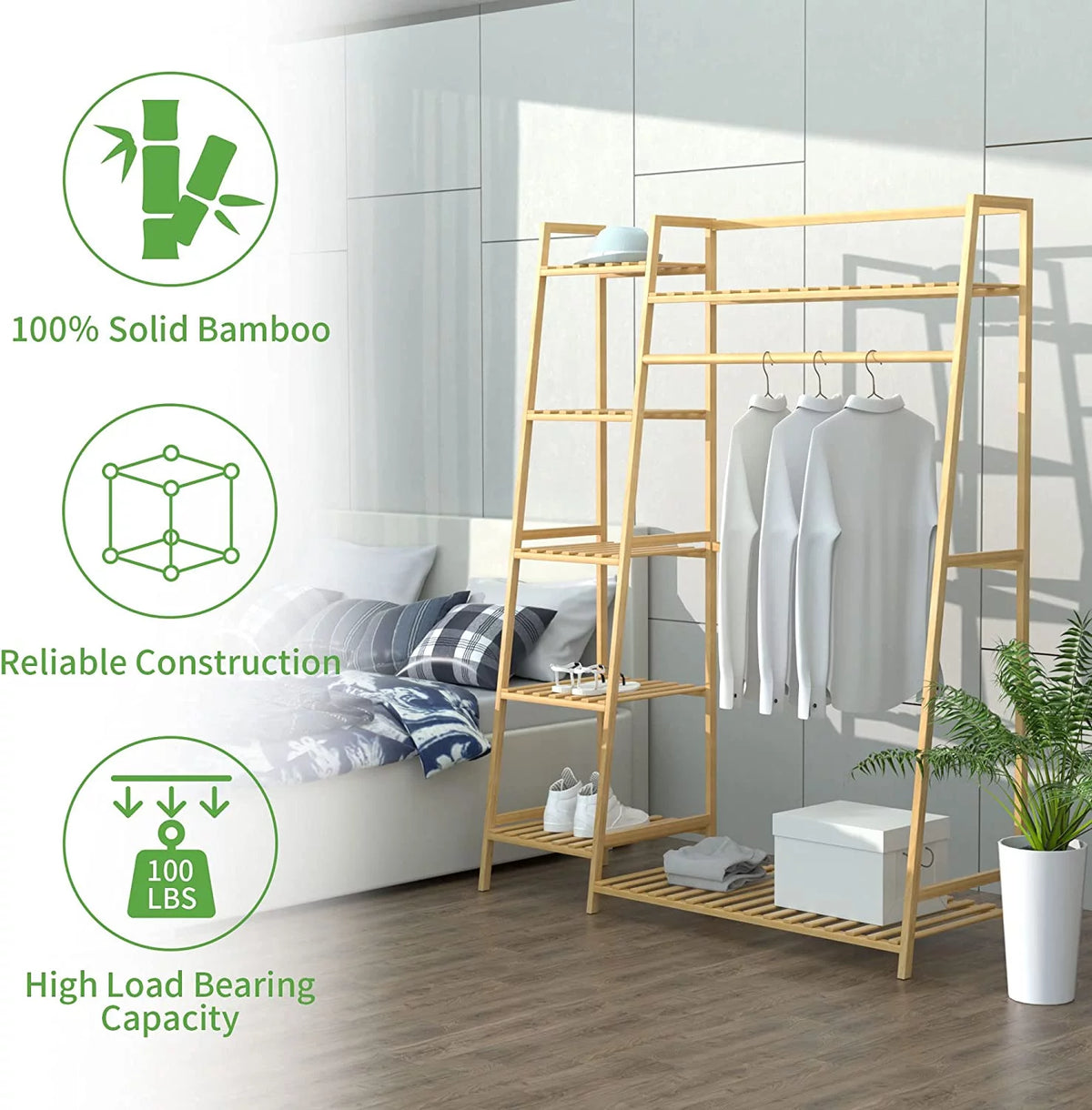 43.5" Rolling Garment Rack with Shoe Rack D37423
