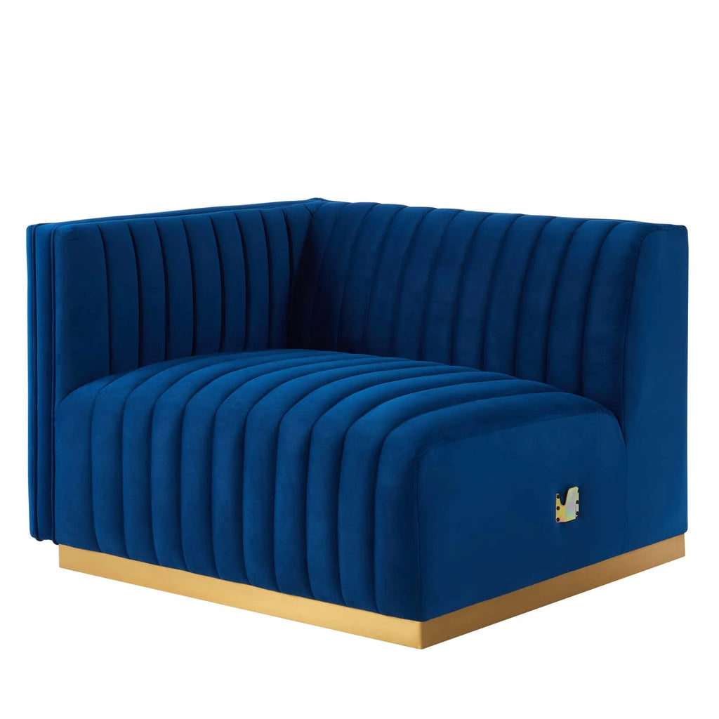 Gold Navy Velvet 5-Piece Sectional Z765703