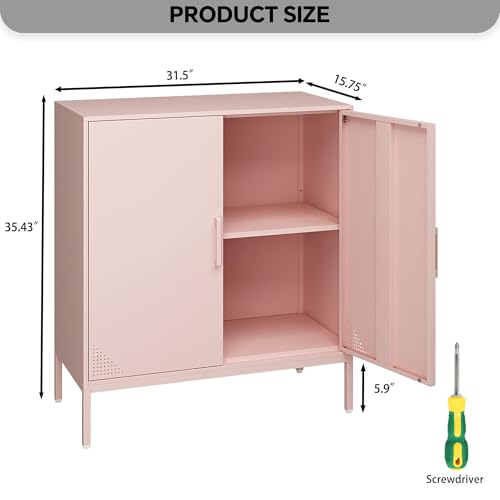 Black Metal Storage Cabinet with Adjustable Shelves J43265