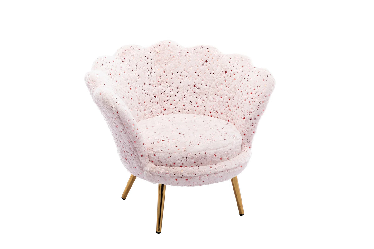 Pink Faux Fur Kids Sofa Chair with Gold Legs F88396