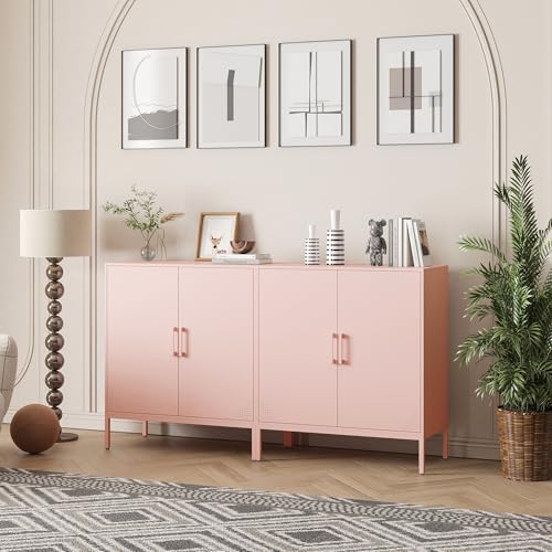 Black Metal Storage Cabinet with Adjustable Shelves J43265