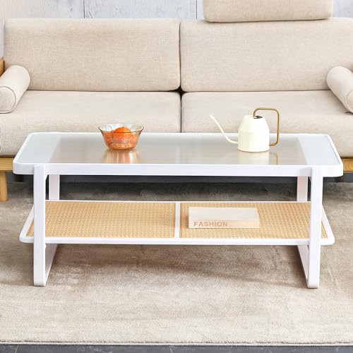 Rattan Coffee Table with Tempered Glass Top B4406