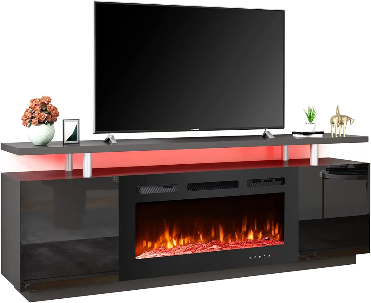 White Fireplace TV Stand with 40'' Electric Fireplace J6107