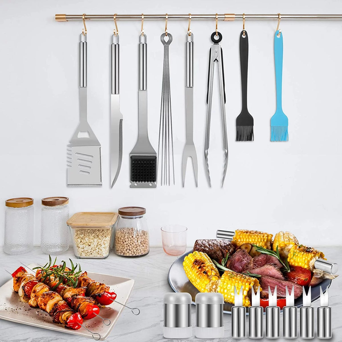41Pcs Stainless Steel BBQ Grill Tool Set with Storage Bag N146975