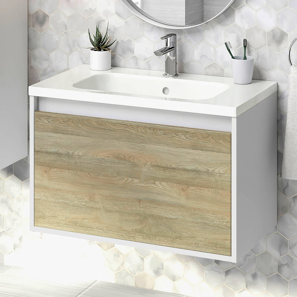 Toasted Oak Bathroom Vanity Cabinet with Ceramic Sink G3285