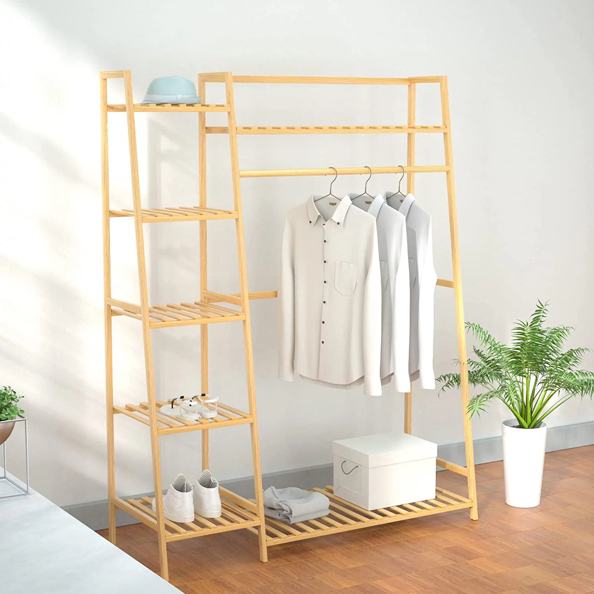 43.5" Rolling Garment Rack with Shoe Rack D37423