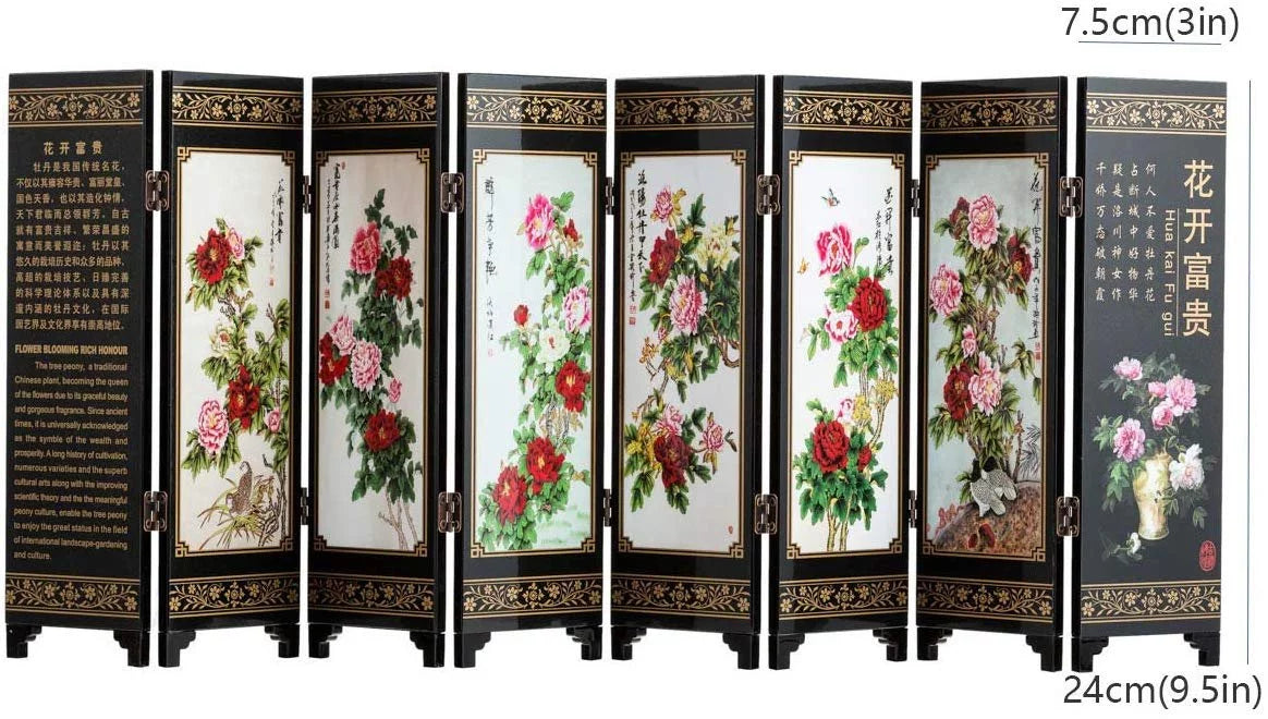 8-Panel Traditional Chinese Art Decorative Lacquerware Mini Divider J83034