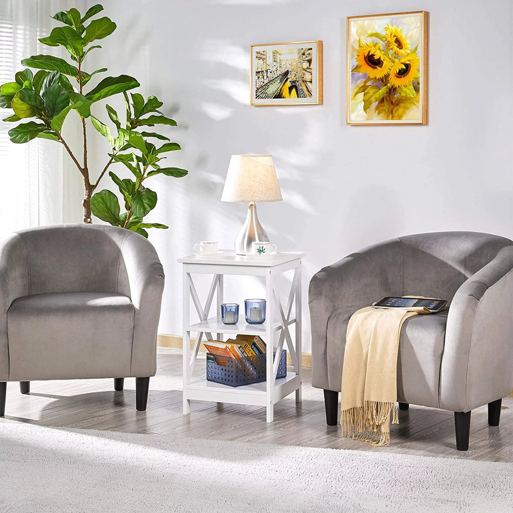 3-Tier Wooden Side End Tables with Solid Wood Legs I36963