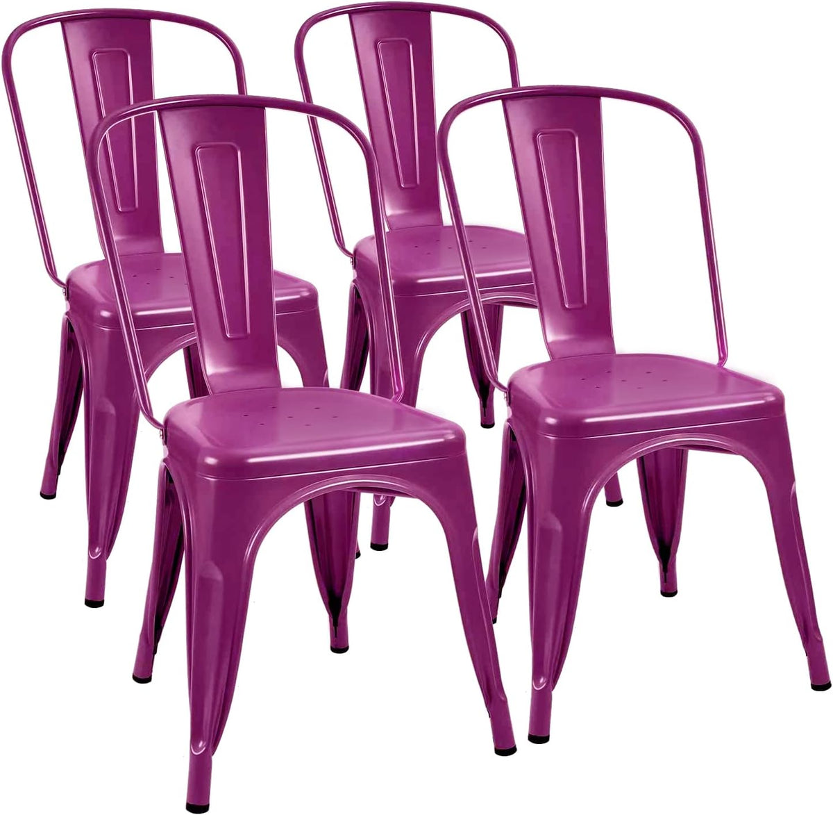 Metal Dining Chairs Set of 4 (Black) E108