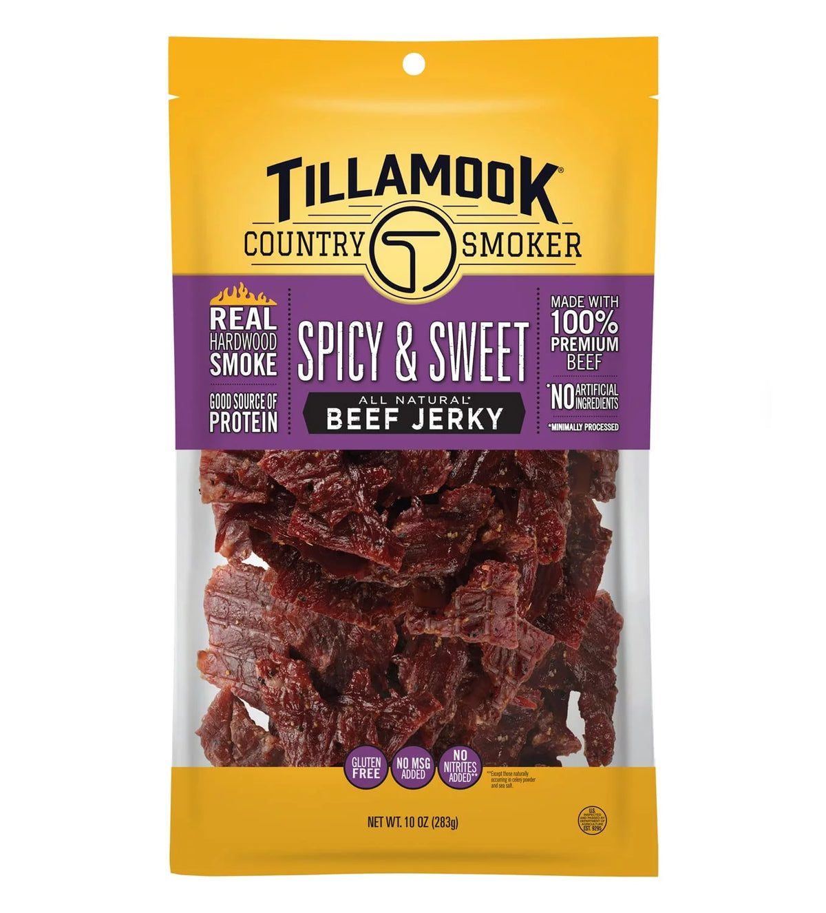 Spicy & Sweet Hardwood Smoked Beef Jerky, 10 Ounce U337488