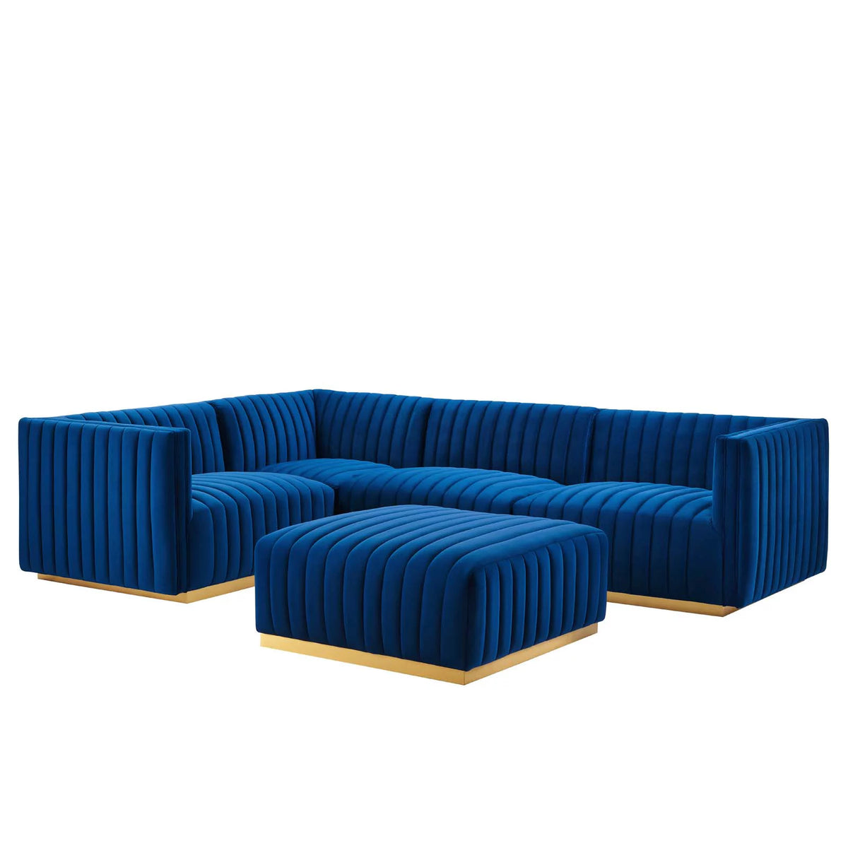 Gold Navy Velvet 5-Piece Sectional Z765703