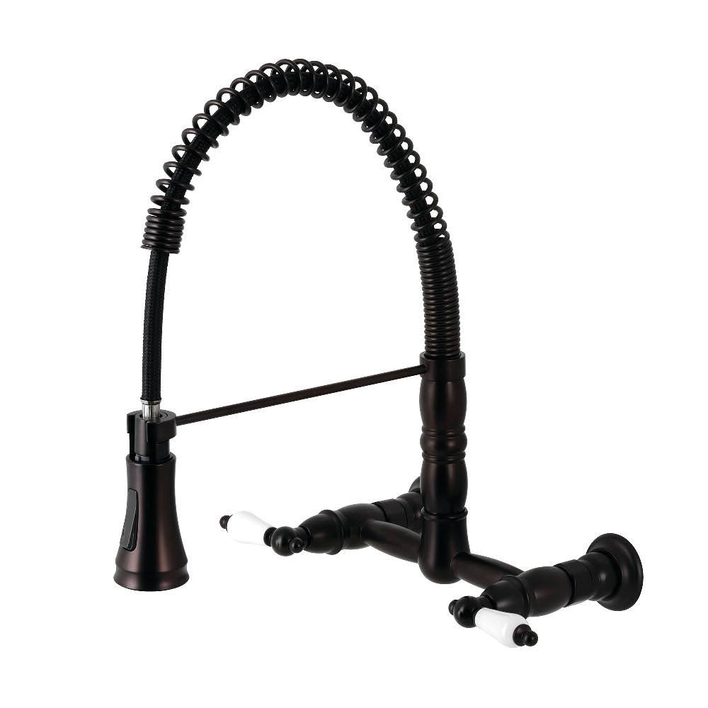 Heritage Two-Handle Wall-Mount Pull-Down Sprayer Kitchen Faucet Oil Rubbed Bronze Y1390
