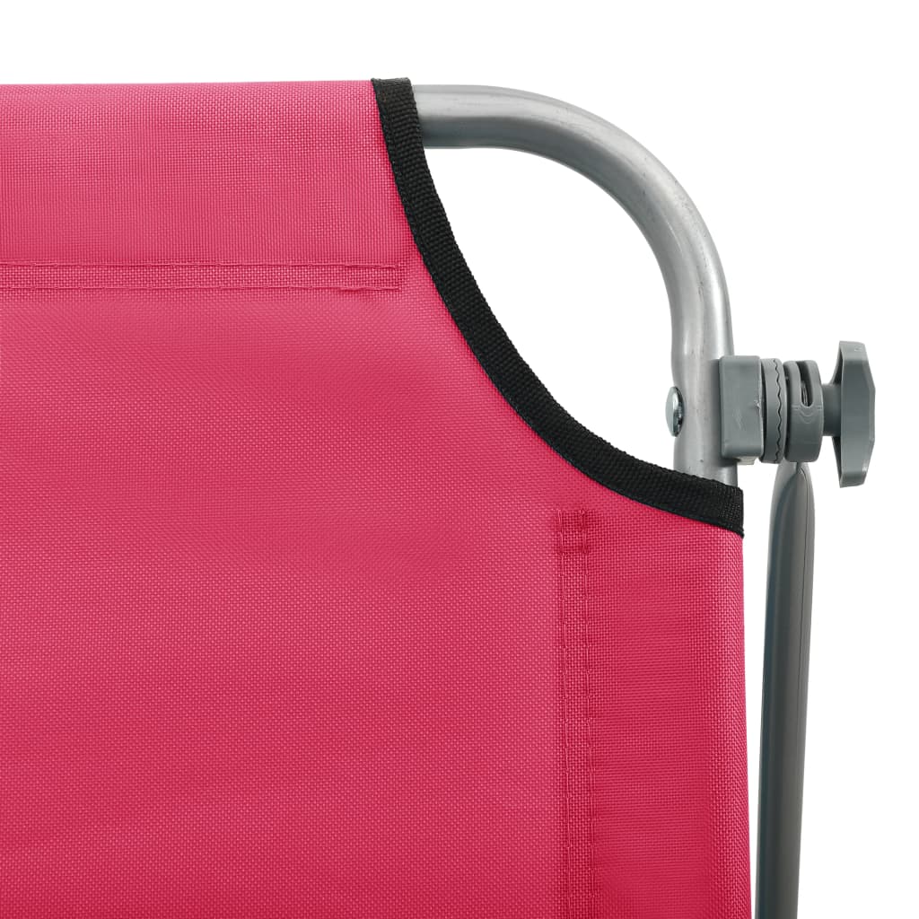 Pink Steel Sun Lounger with Canopy B1882