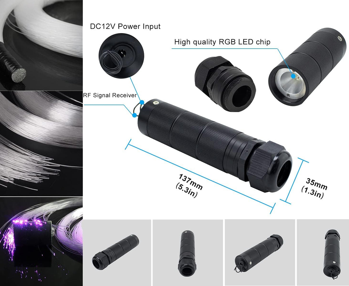 Car Use Bluetooth LED Fiber Optic Lights Star Ceiling Light Kit 430pcs 9.8ft Fiber Cable P54495