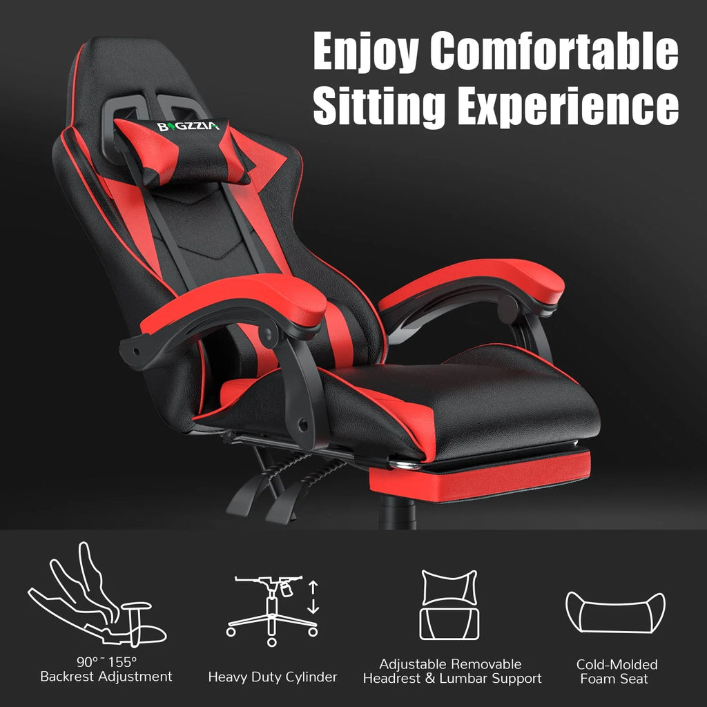 Pink Gaming Chair with Lumbar Support and Headrest C86347