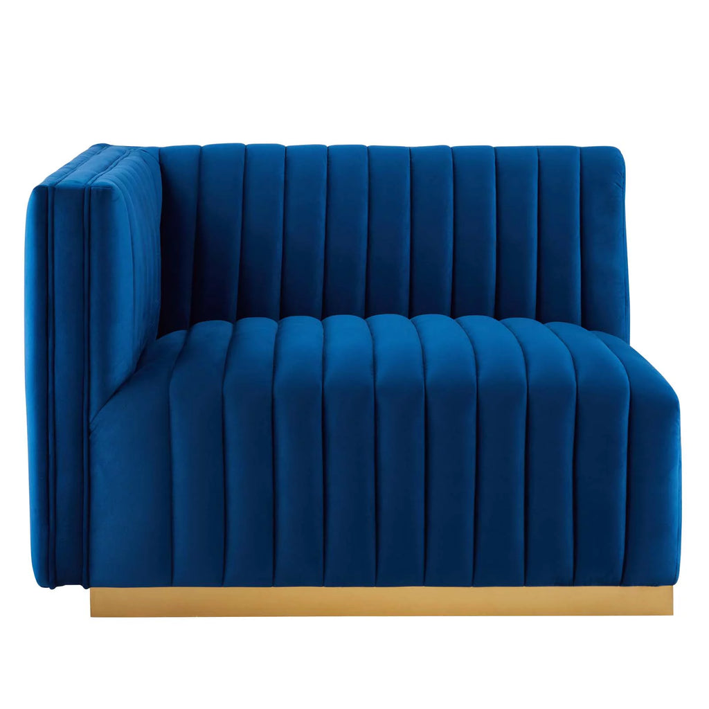 Gold Navy Velvet 5-Piece Sectional Z765703