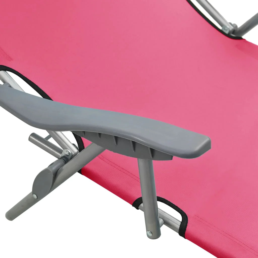 Pink Steel Sun Lounger with Canopy B1882