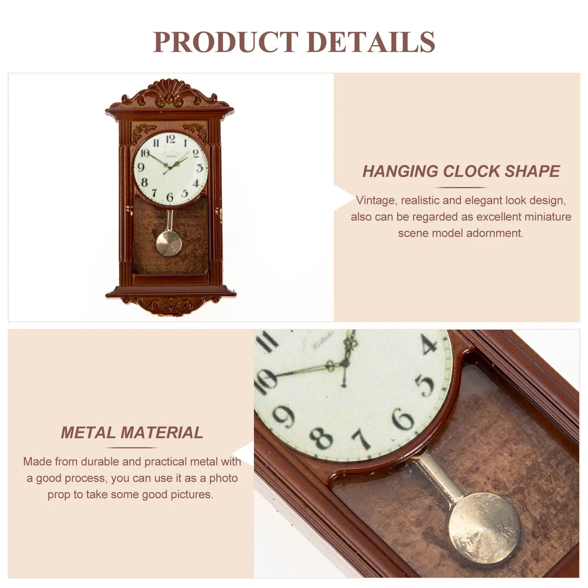 Metal Roman Clock Dollhouse Miniature Decorations U616