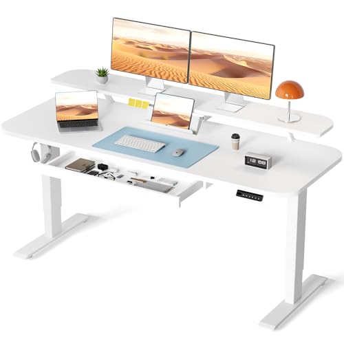Black Electric Standing Desk with Drawers H8917