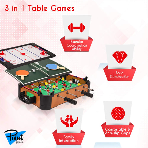 3 in 1 Foosball Air Hockey Table Tennis Game Set W161985