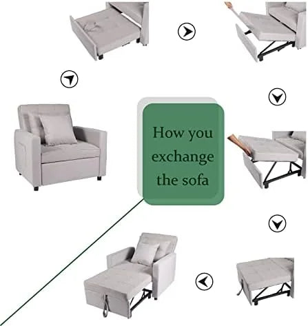 3-in-1 Convertible Sofa Bed Chair with Adjustable Backrest A80664