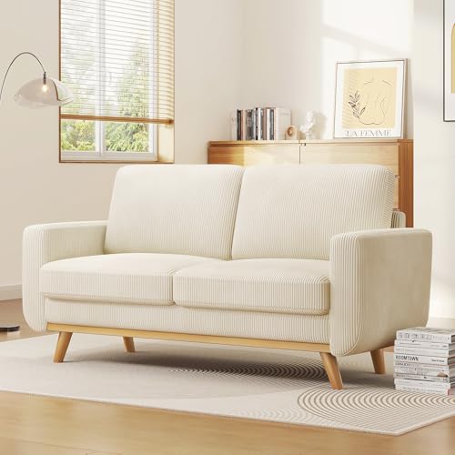 Beige Corduroy Loveseat Sofa M2979