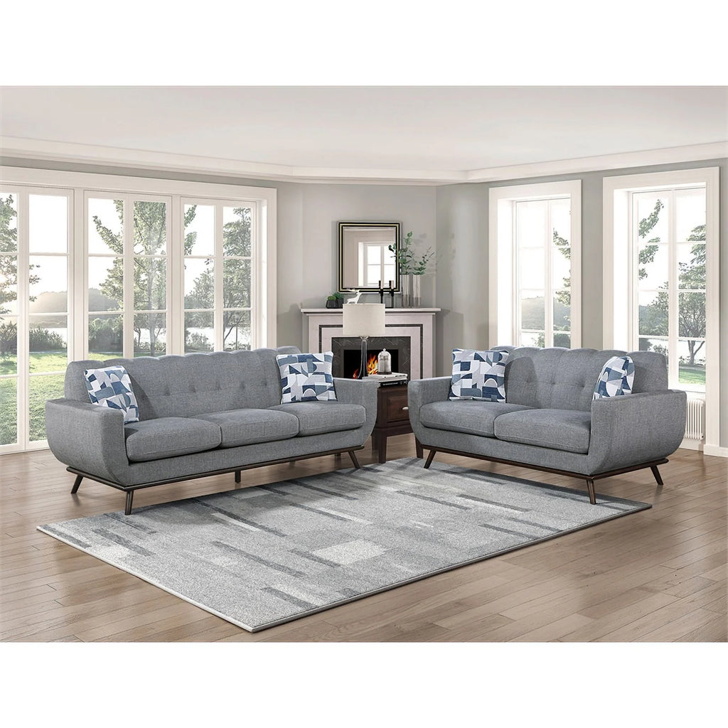 2-Piece Tufted Sofa Set in Gray X818423