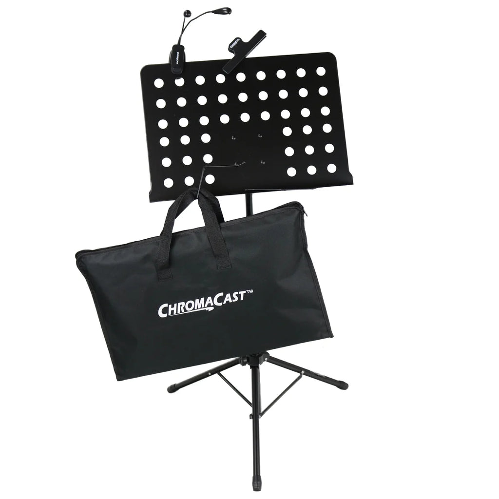 Metal Music Stand with Carry Bag, Sheet Clip and Clip On Light N59163