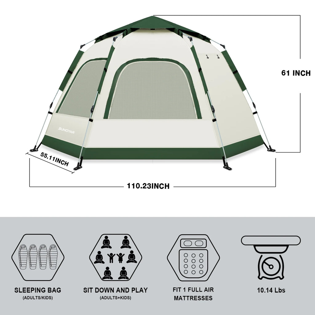 6-8 Person Tent with Removable Rain Fly and Carrying Bag I23152