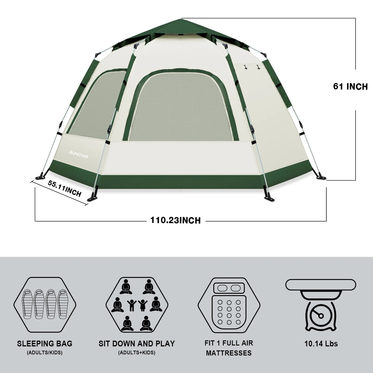 6-8 Person Tent with Removable Rain Fly and Carrying Bag I23152