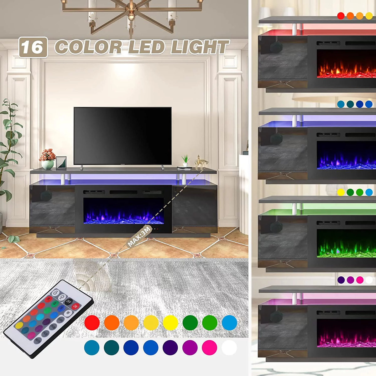 White Fireplace TV Stand with 40'' Electric Fireplace J6107
