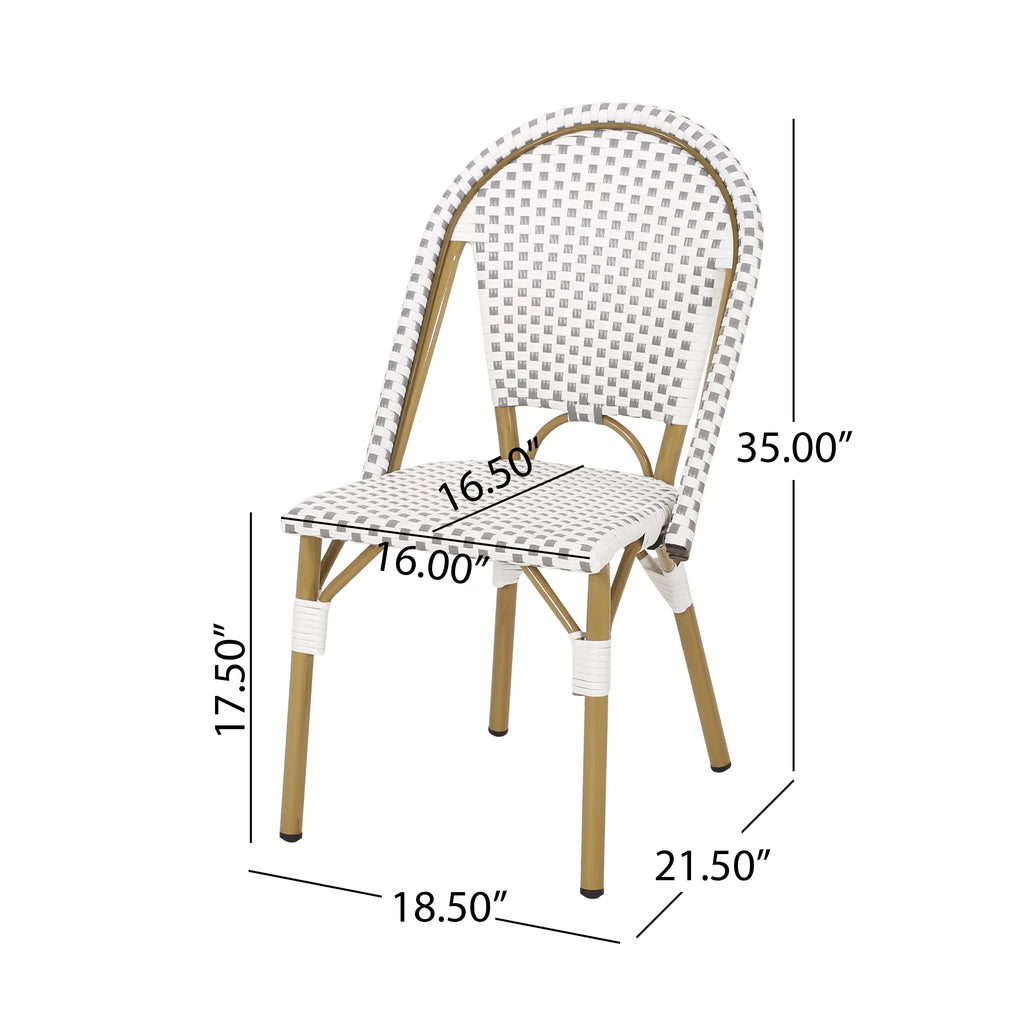 Outdoor Bistro Chair Set of 4 Gray White Bamboo Finish M5219