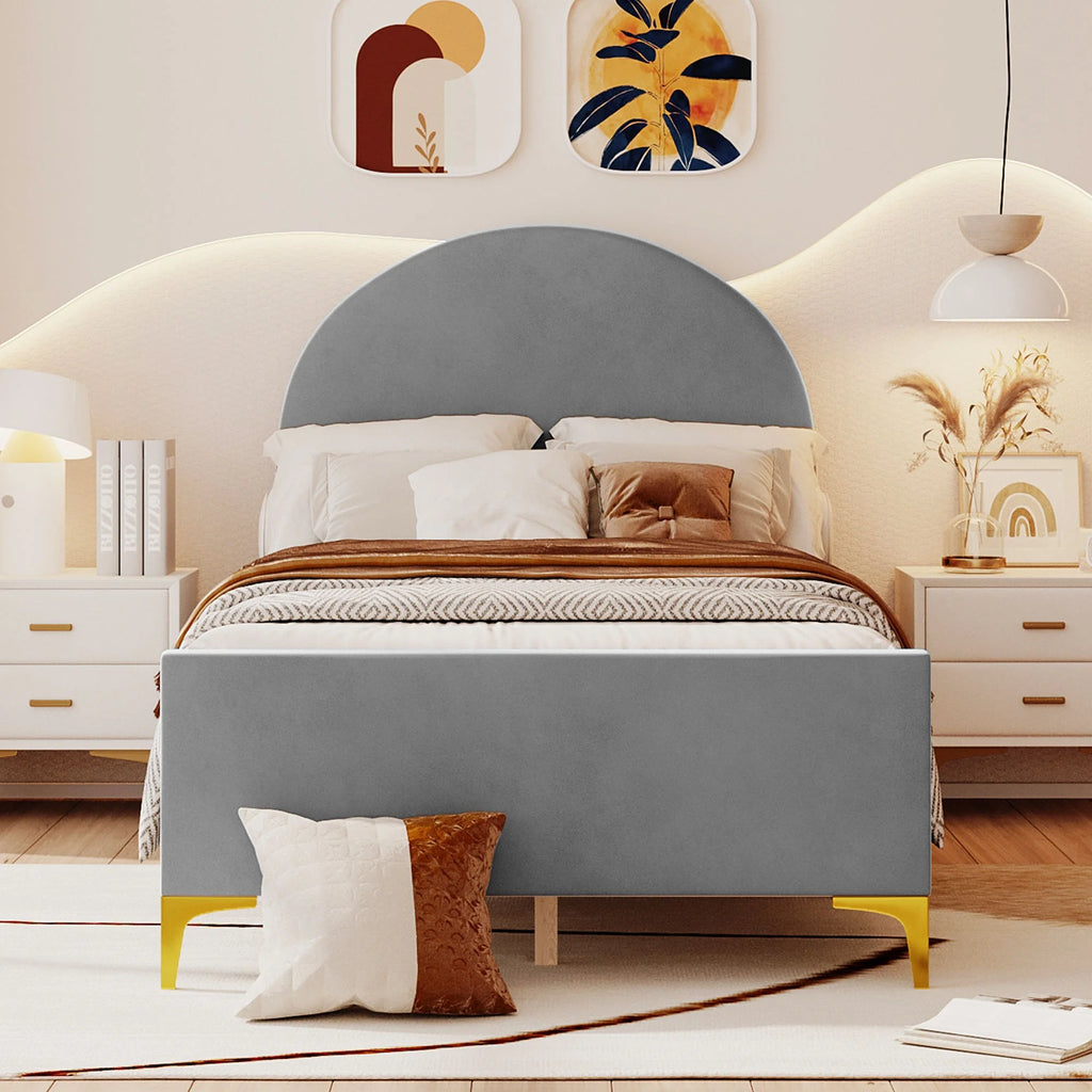 Twin Size Velvet Platform Bed K7900