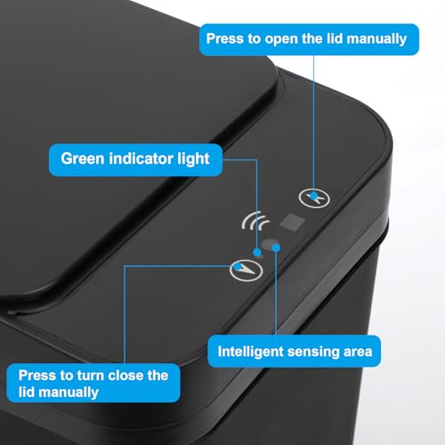 2 Pack 2.4 Gallon Black Touchless Trash Can D32825