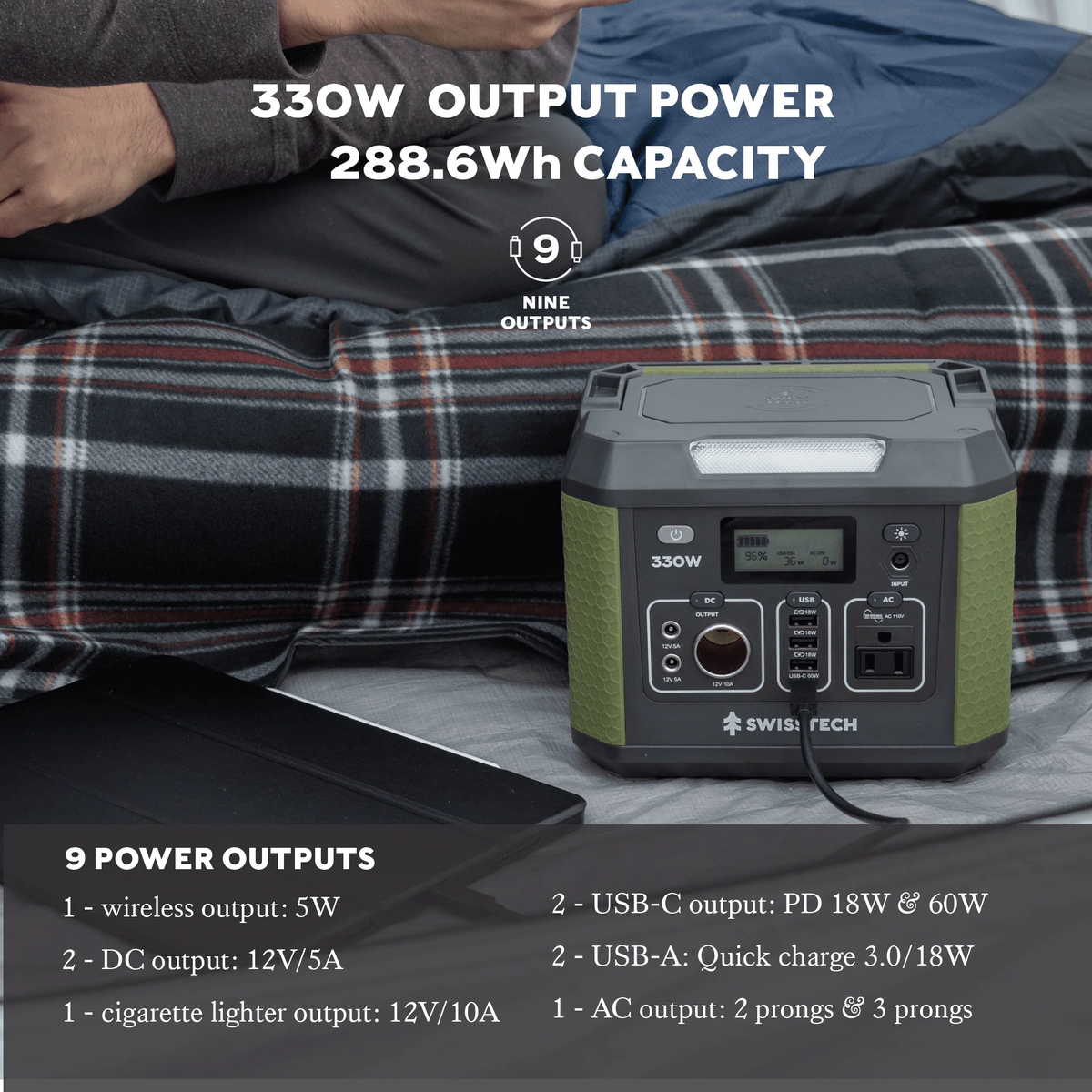 Portable Power Station 288.6Wh Solar Powered Battery P402382