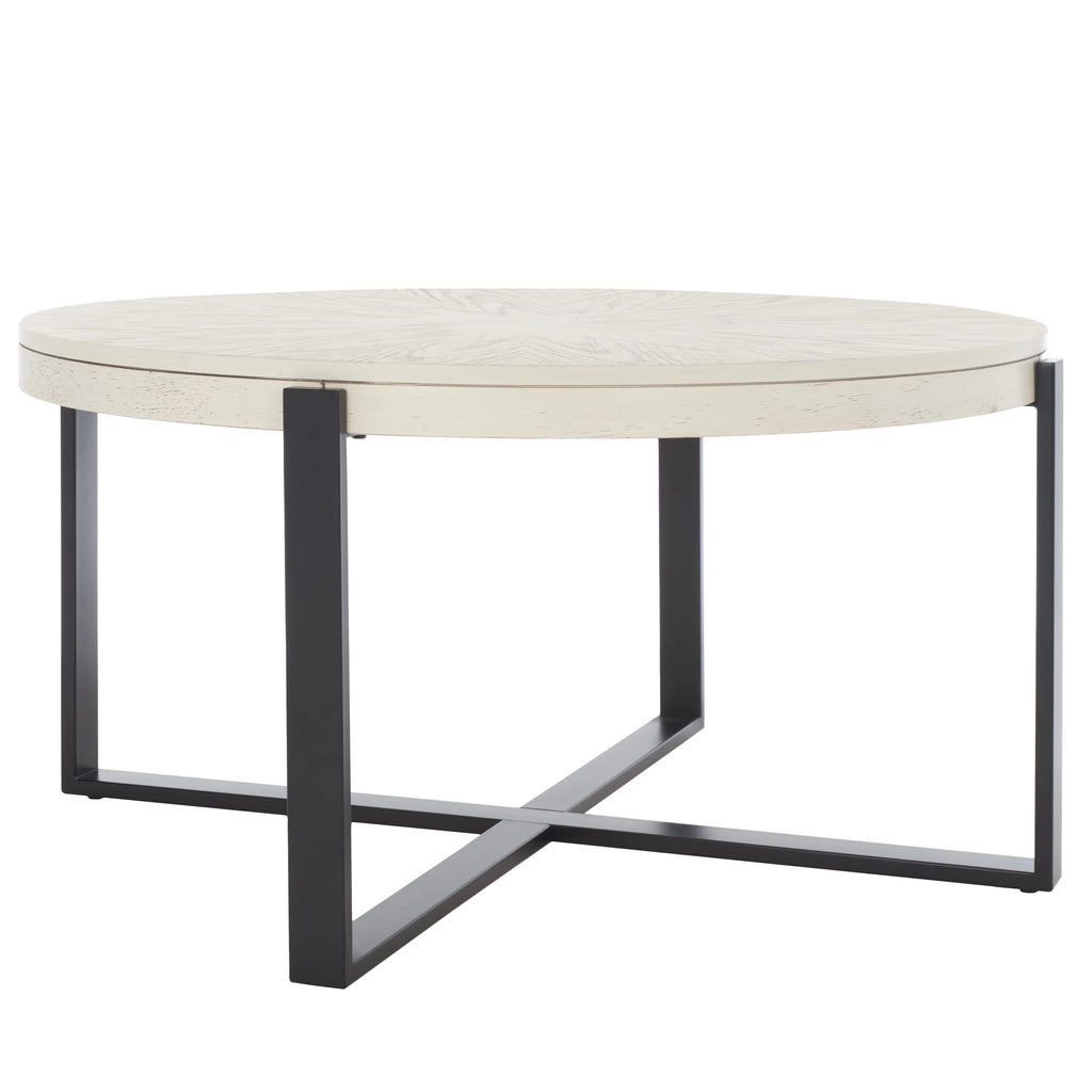 Round Coffee Table, White Wash Top/Black Legs P351