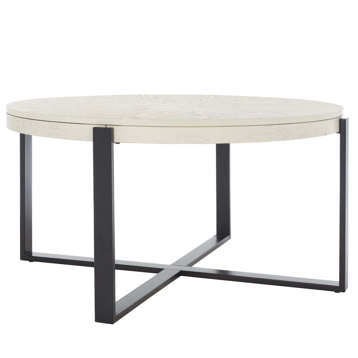 Round Coffee Table, White Wash Top/Black Legs P351