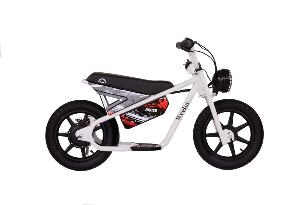 Electric Mini Bike for Kids, 200W, 6.2-10MPH, up to 8 Miles, White J3903
