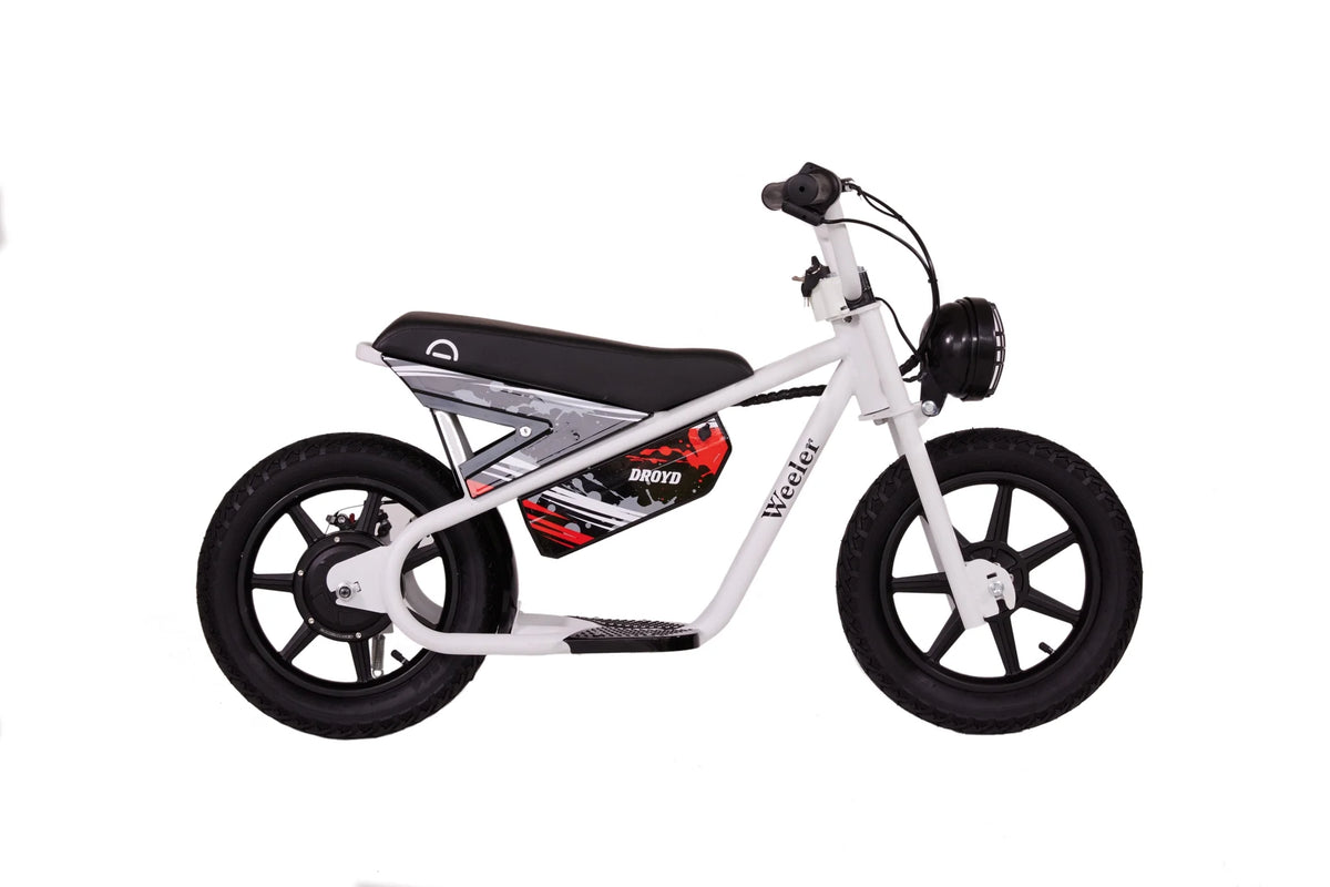 Electric Mini Bike for Kids, 200W, 6.2-10MPH, up to 8 Miles, White J3903