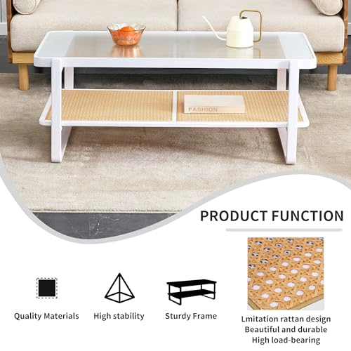 Rattan Coffee Table with Tempered Glass Top B4406