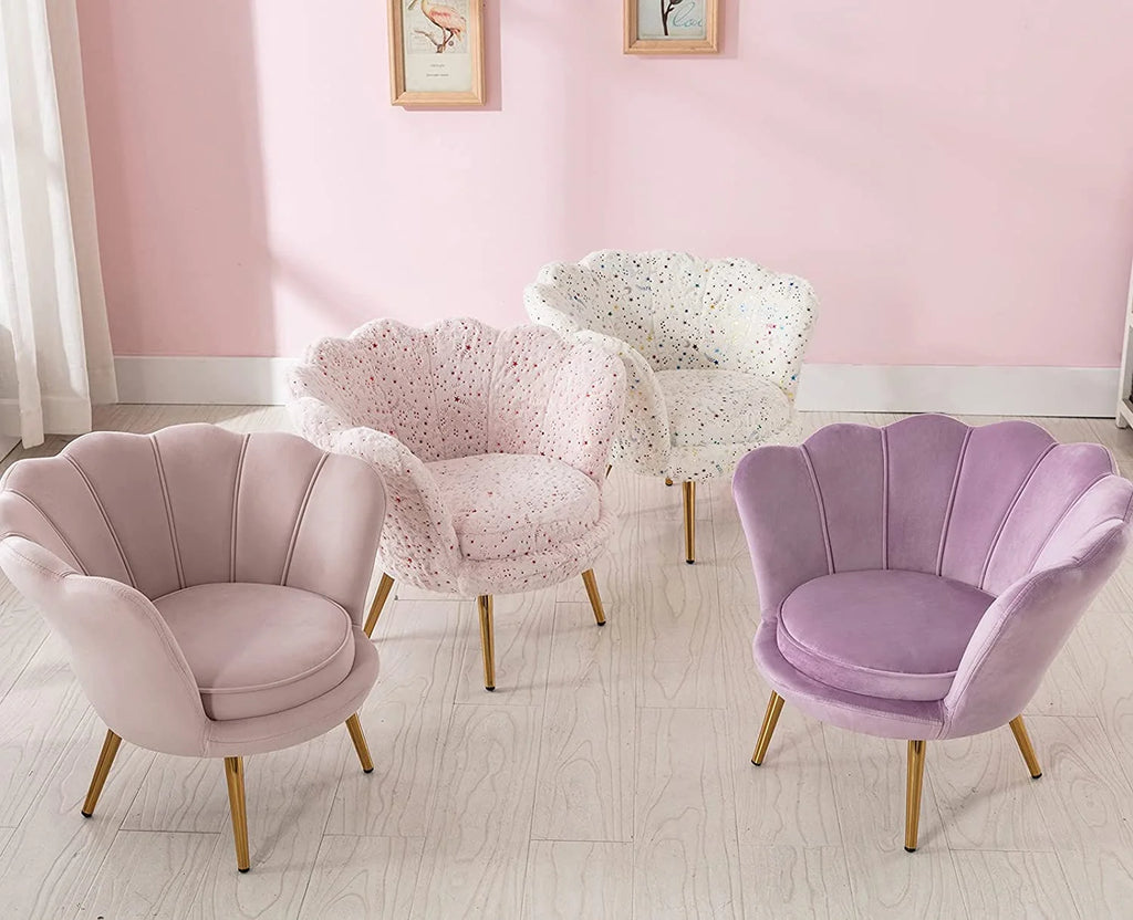 Pink Faux Fur Kids Sofa Chair with Gold Legs F88396